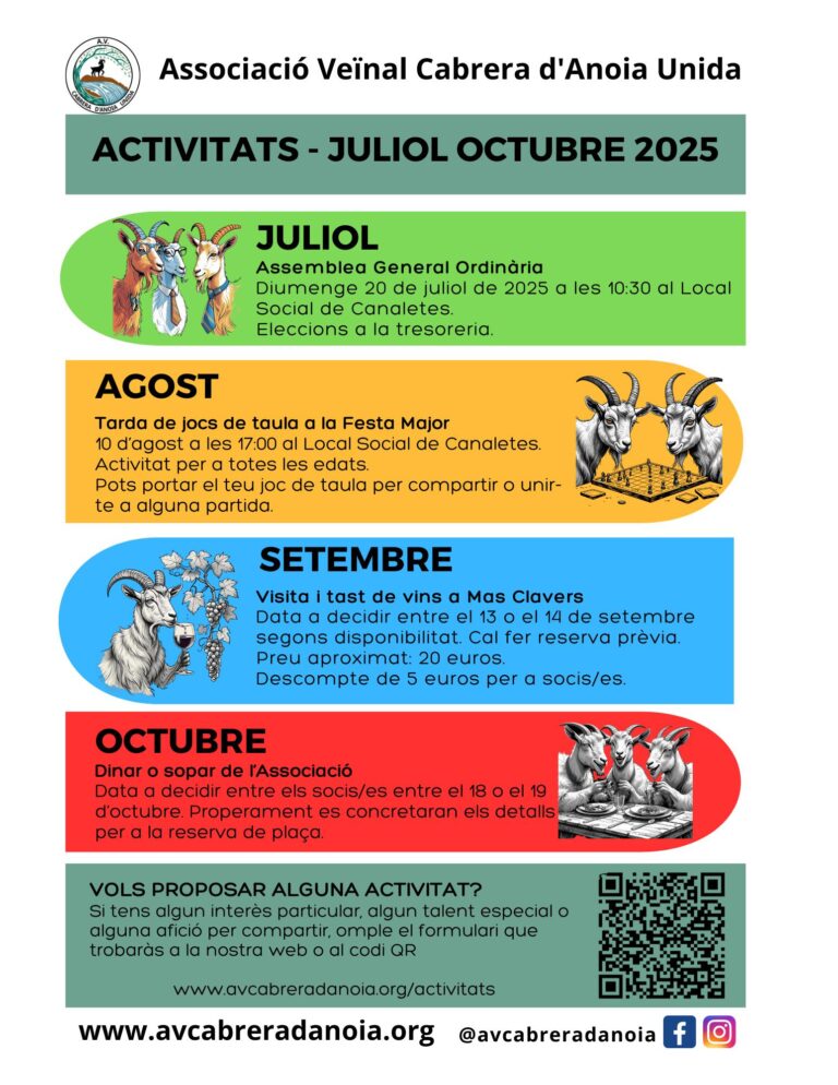 Actividades Asociación Vecinos Cabrera Anoia